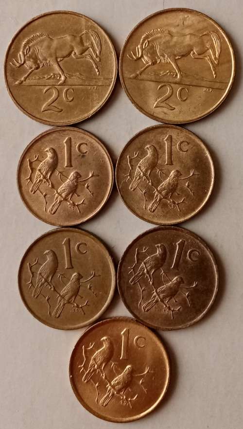 Lot of x7 higher grade republic bronze coins 2c/1c