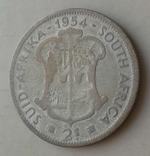 1954 Union silver 2 Shillings