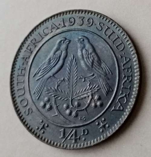 Scarcer 1939 union 1/4 penny in unc