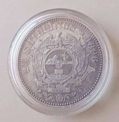 Nice encapsulated 1896 ZAR Kruger silver 2 1/2 Shillings