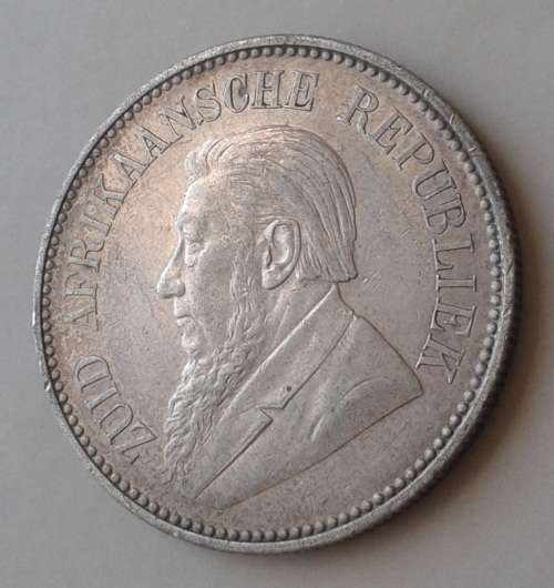 Encapsulated 1897 ZAR Kruger silver 2 1/2 Shillings in XF