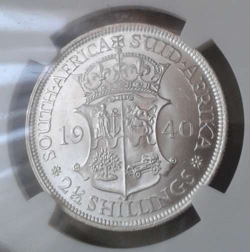 Nice 1940 union silver 2 1/2 Shillings NGC MS63
