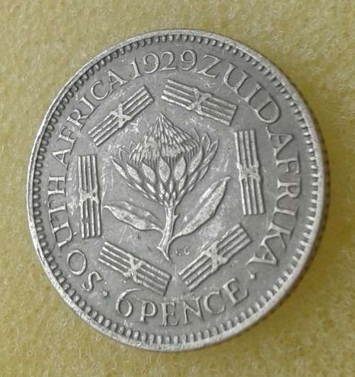 1929 Union silver sixpence in XF
