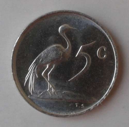 1968 (Pres.Swart) uncirculated nickel 5c (Afrikaans)