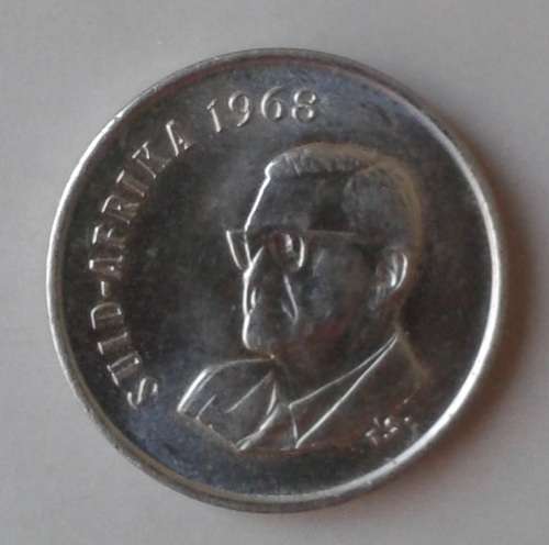 1968 (Pres.Swart) uncirculated nickel 5c (Afrikaans)