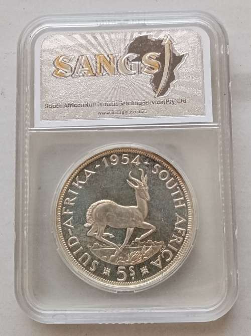 Scarce 1954 Union silver 5 Shillings SANGS PF65 (Proof)