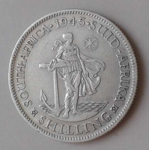 Scarcer 1945 union silver shilling in VF..