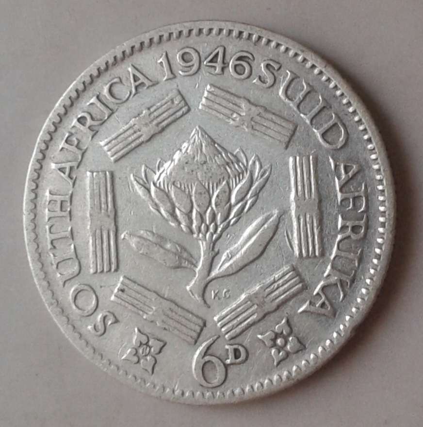 Scarcer 1946 union silver sixpence