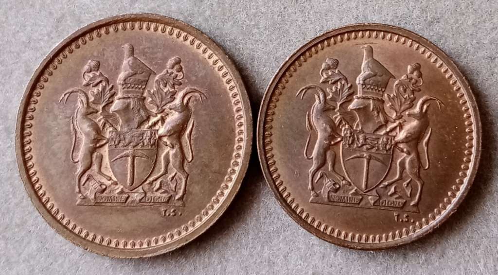 1970 Rhodesia uncirculated 1c and 1/2c set