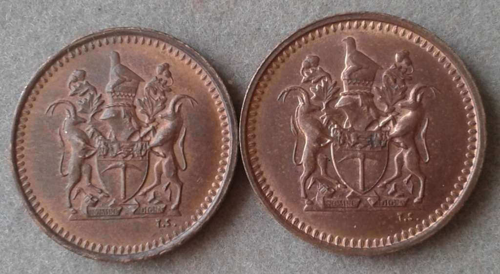 1970 Rhodesia uncirculated 1/2c set (2 coins)