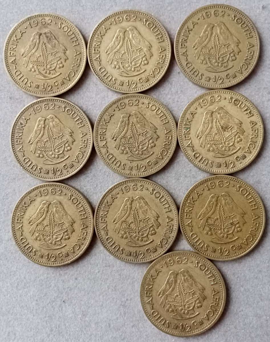 Lot of x10 republic 1/2c coins (1962)
