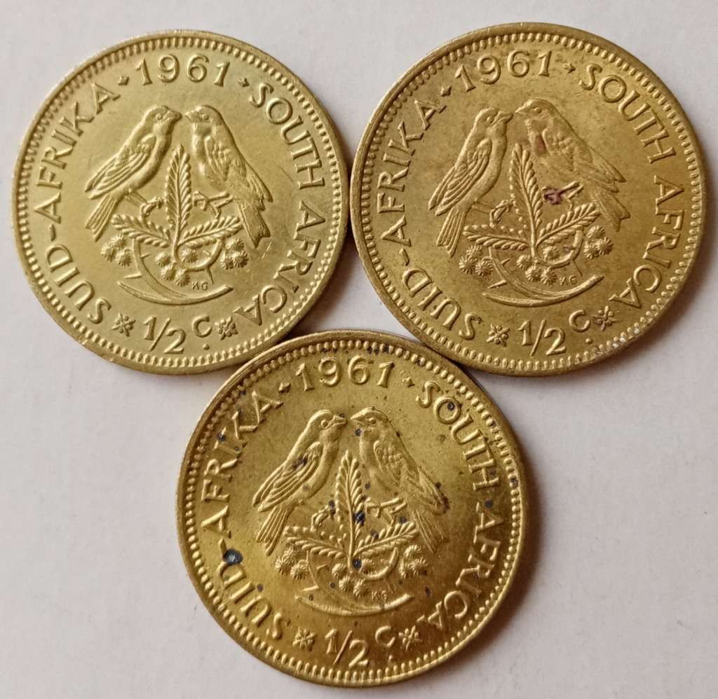 Lot of x3 republic 1/2c coins in higher grade (1961)