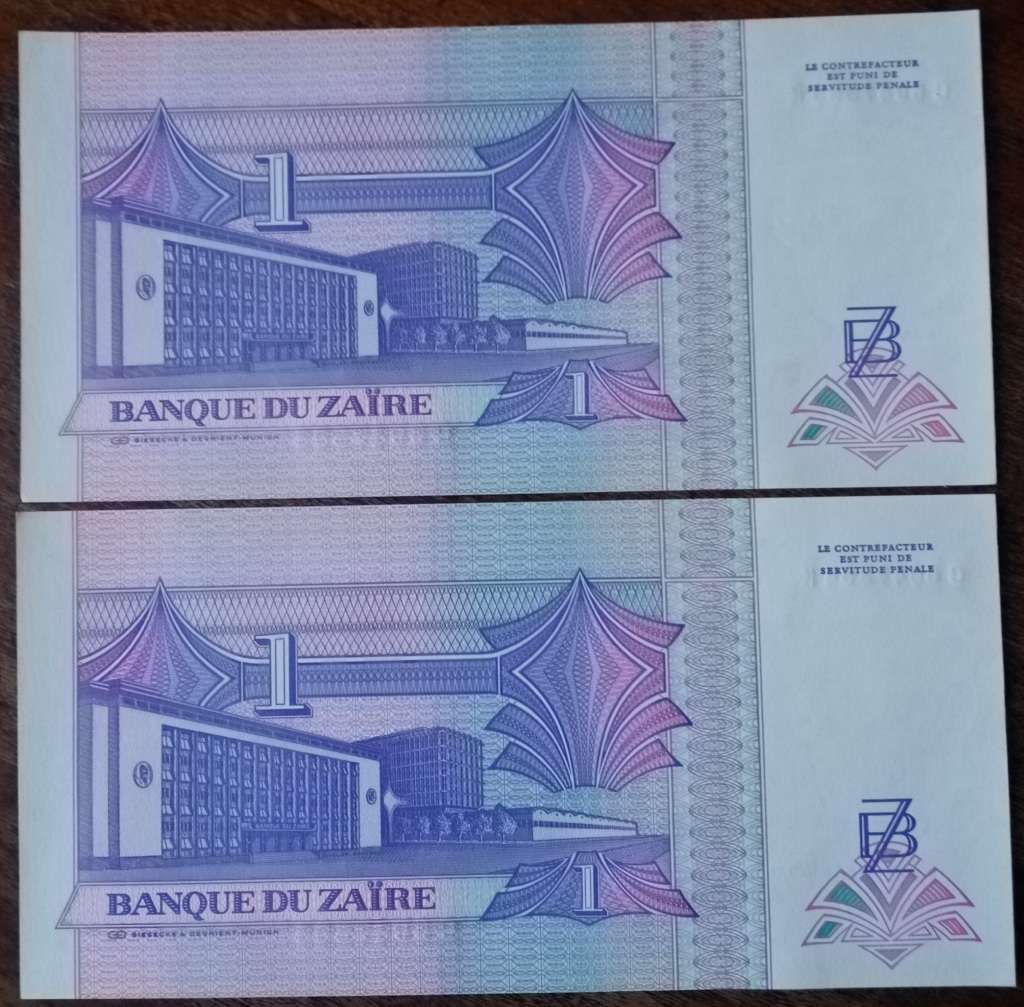 1993 Zaire uncirculated 1 Nouveau set in sequence