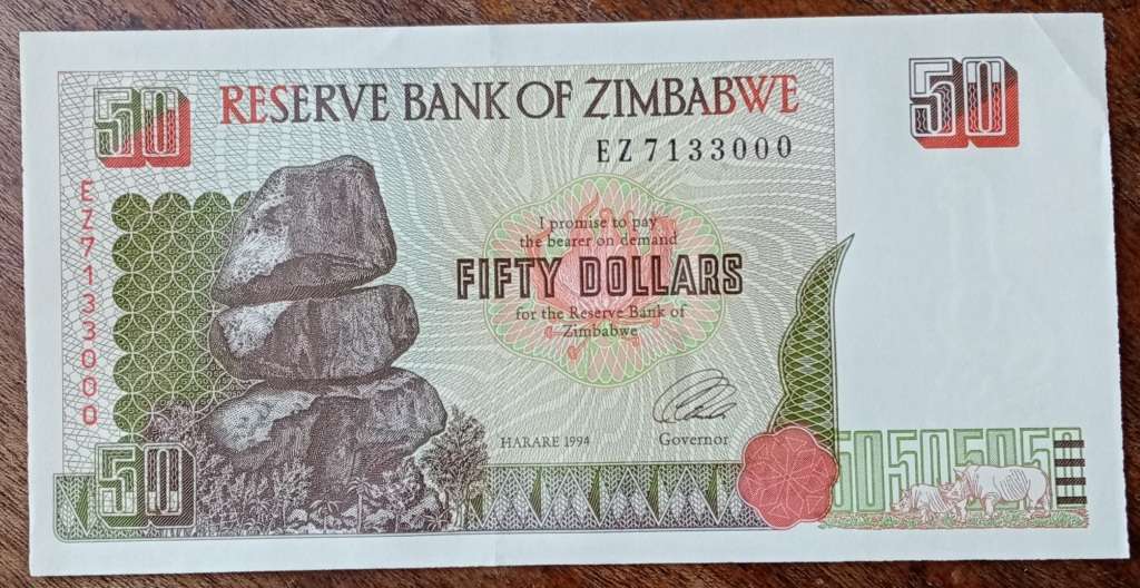 1994 Zimbabwe $50 note in AU