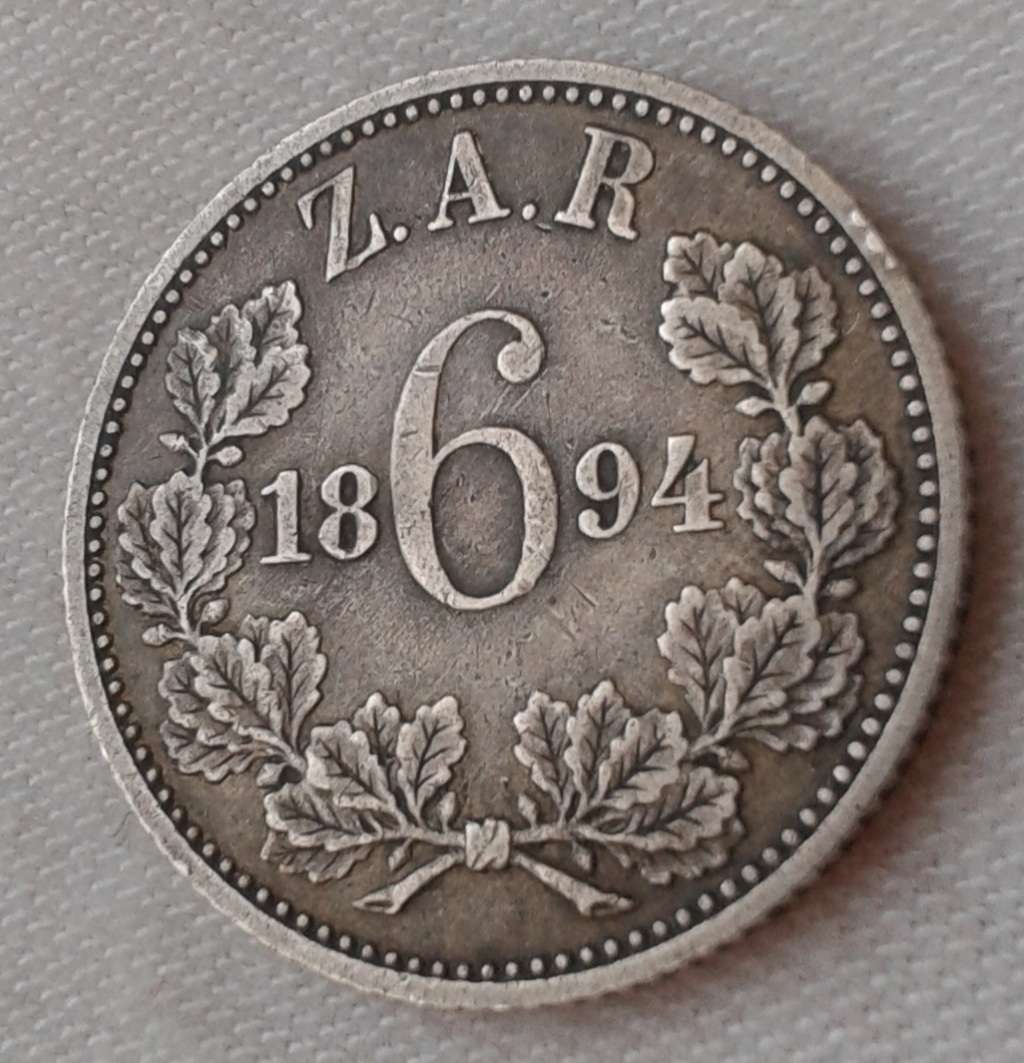 1894 ZAR Kruger silver sixpence in AXF