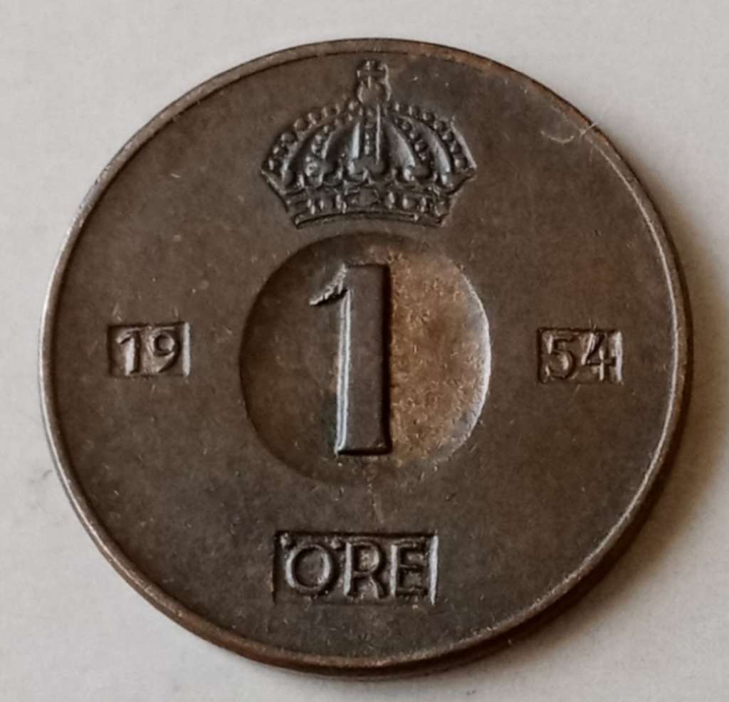 1954 Sweden uncirculated 1 Ore