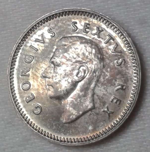 Nice 1952 union proof silver tickey with iridescent toning