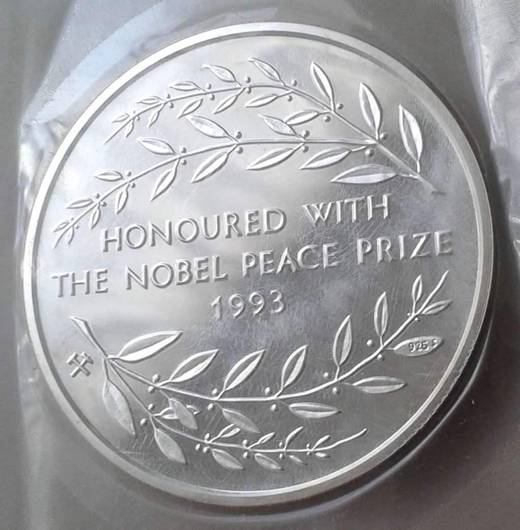 2001 Norway Mandela proof 1oz sterling silver medal in box (1993 Nobel Peace Prize)