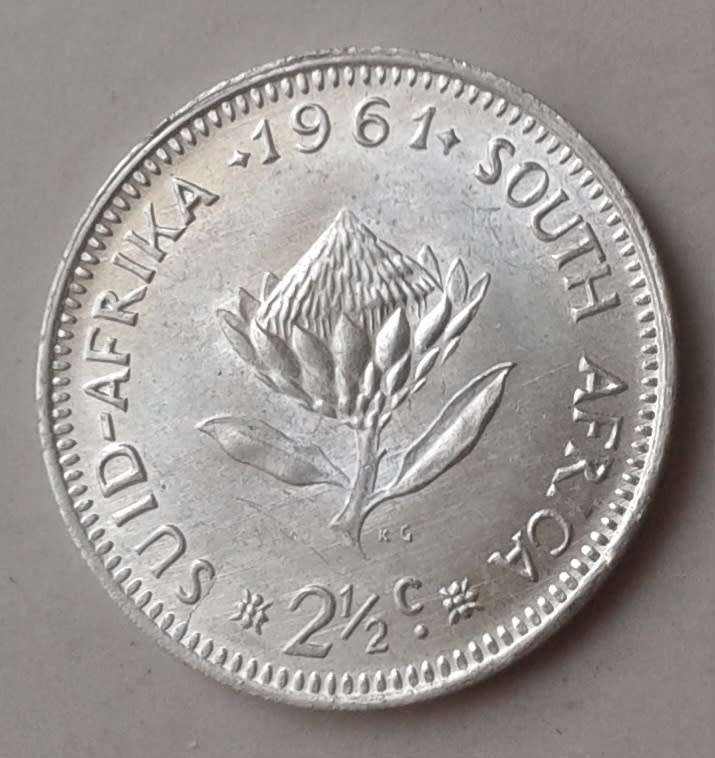1961 Republic silver 2 1/2c in AU.