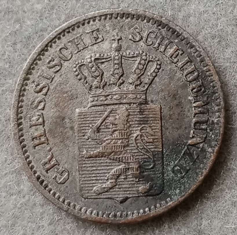 1862 German States Hesse - Darmstadt silver 1 Kreuzer