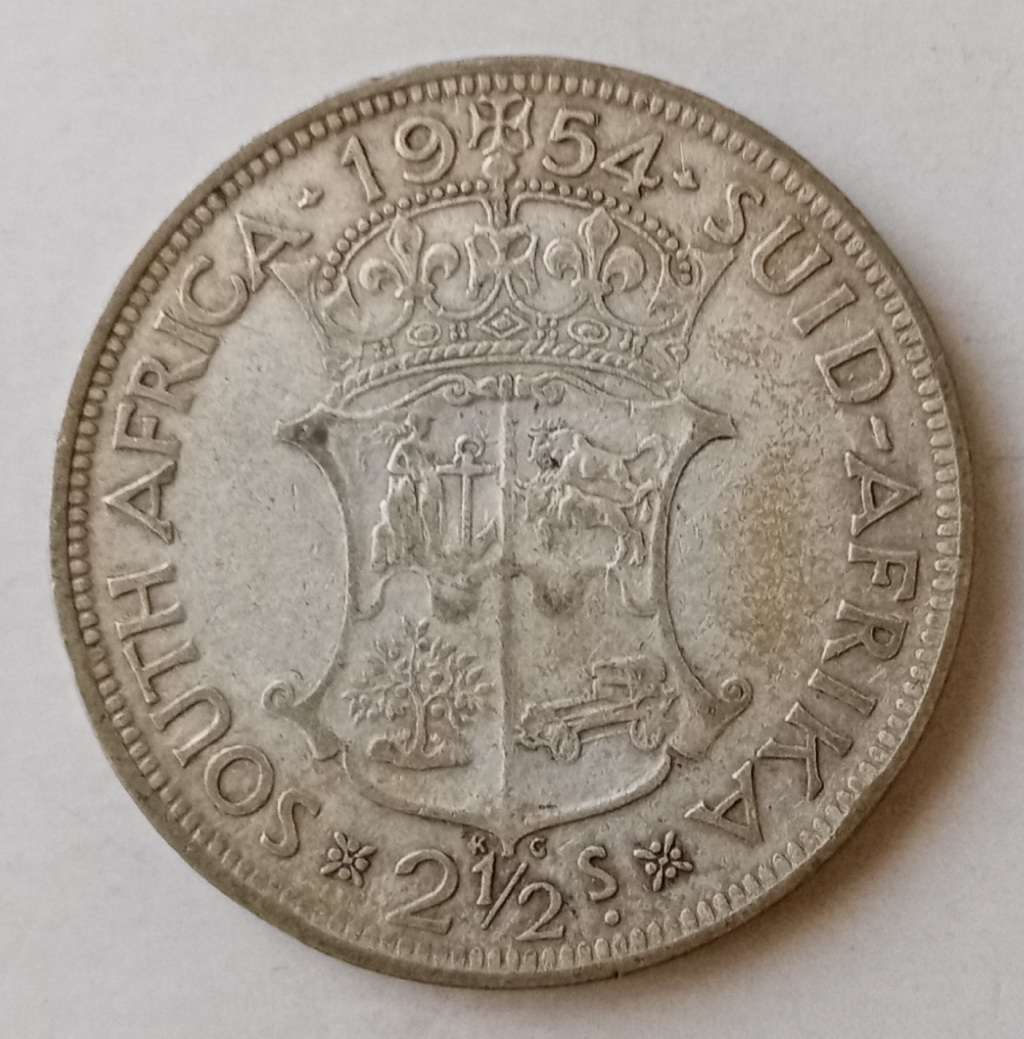 1954 Union silver 2 1/2 Shillings as per images