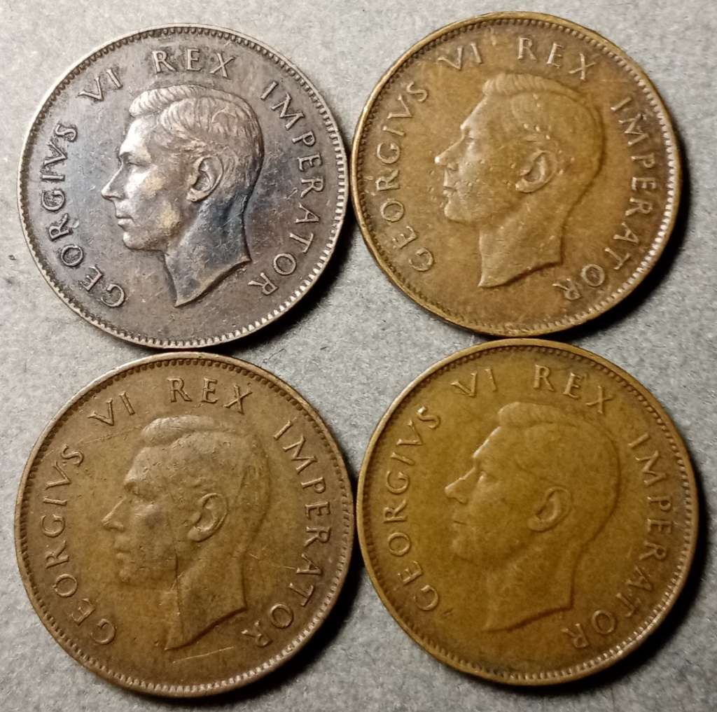 1942-1945 Union 1/4 penny set in sequence