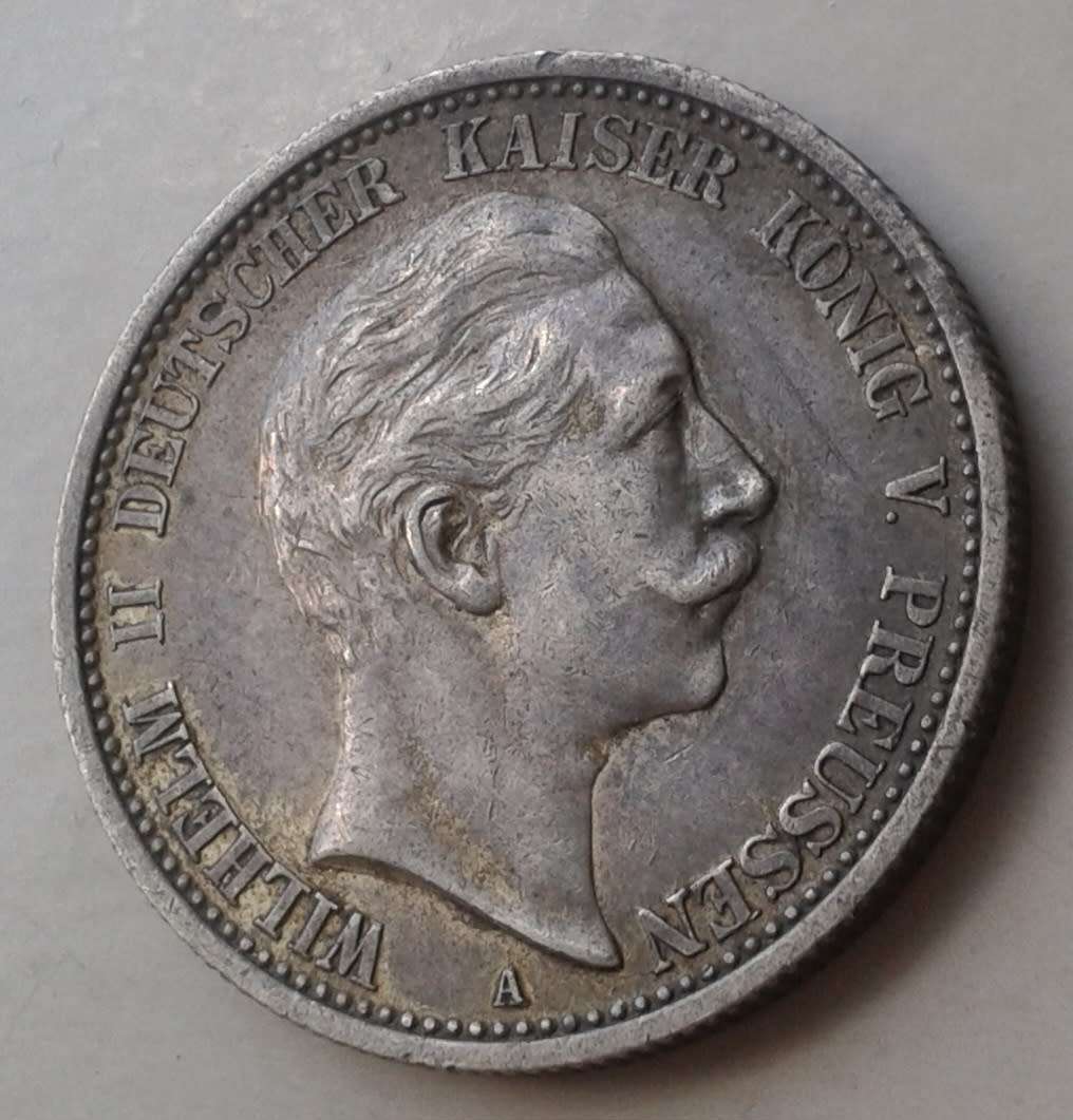 1907 German States Prussia silver 2 Mark in XF+