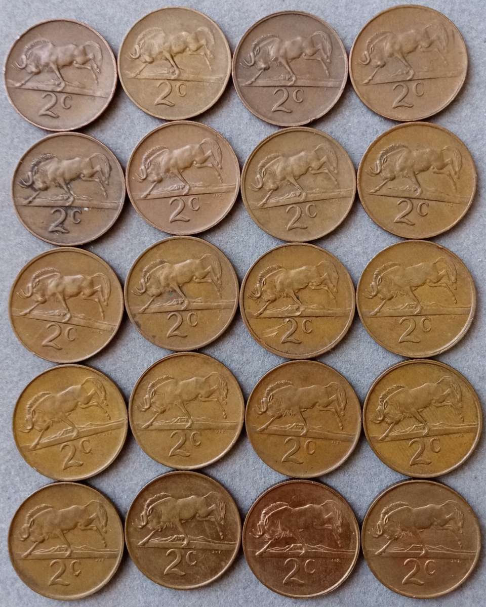 Lot of x20 republic 2c coins (1966-1990)