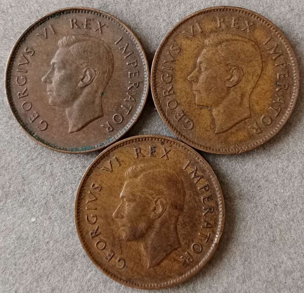 1943 and x2 1944 Union 1/4 Pennies
