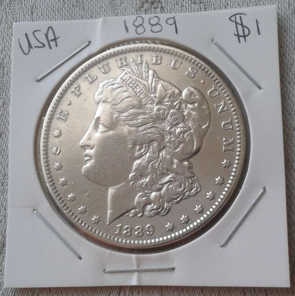1889 USA silver Morgan dollar (Philadelphia Mint) with VF+ details