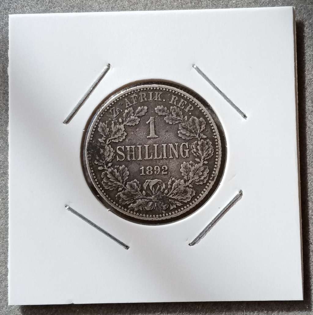 1892 ZAR Kruger silver shilling in VF.