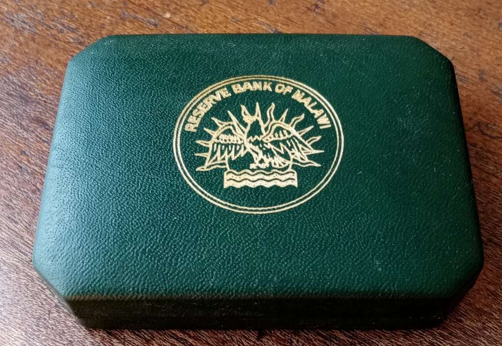 Scarcer 1966 Malawi proof crown in original box (mintage: 20000 only).