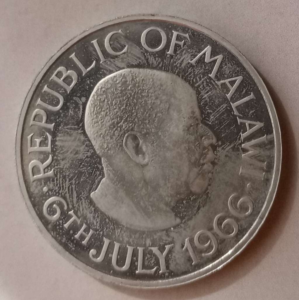 Scarcer 1966 Malawi proof crown in original box (mintage: 20000 only).