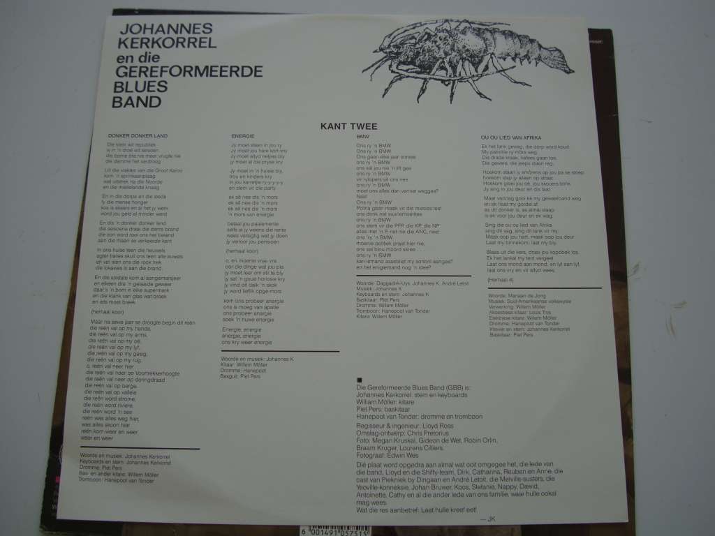 Johannes Kerkorrel en die Gereformeerde blues Band - Eet Kreef! LP