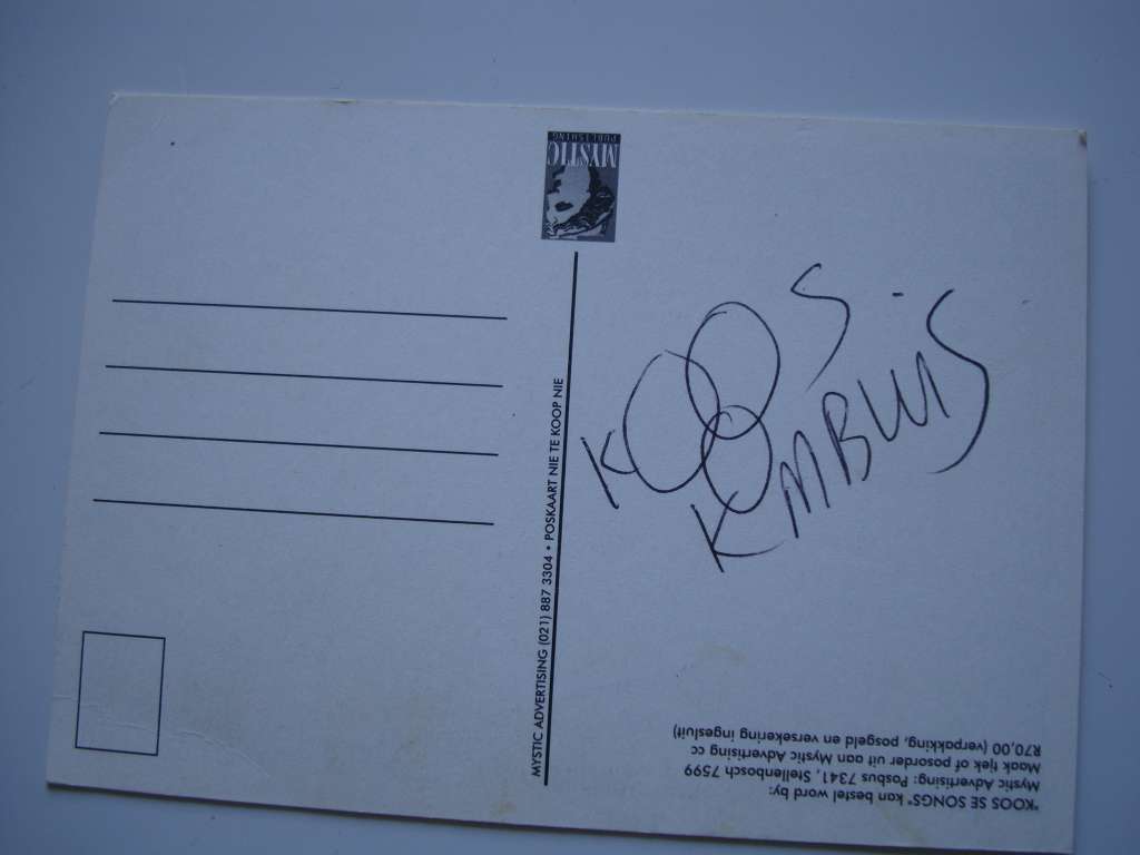 Koos Kombuis - Autographed Postcard