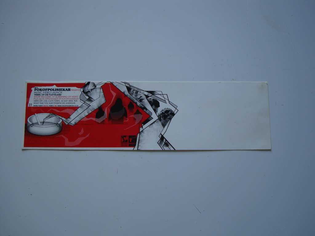 Fokofpolisiekar 2004 Hemel op die platteland music video launch memoribilia/flyer
