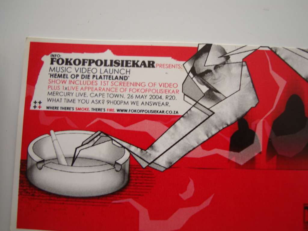 Fokofpolisiekar 2004 Hemel op die platteland music video launch memoribilia/flyer