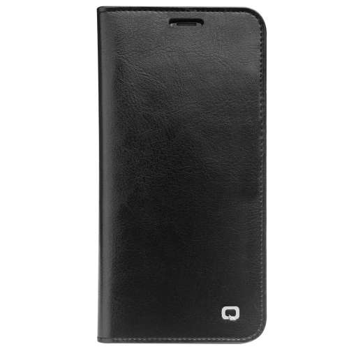 Black genuine cowhide leather Qialino flip case for Iphone X