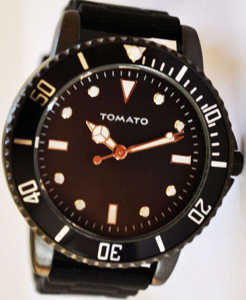 *Brand New* Tomato Ladies Black Rubber Watch with luminous markers T534124 *Trendy and Durable**