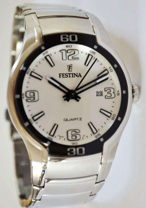 *Brand New* Festina Men's Stainless Steel Black & White Dial  Date Watch F164873*Simple & Classy*