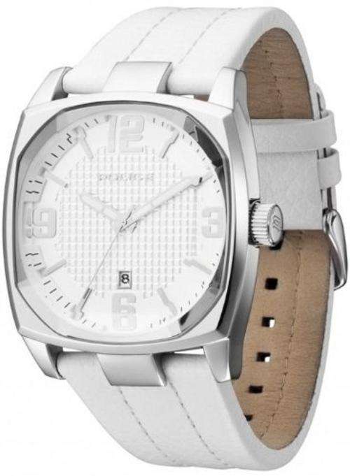 *BRAND NEW *  Police Men's PL-12963JS/01 Edge White Leather Strap and Silver and White Dial