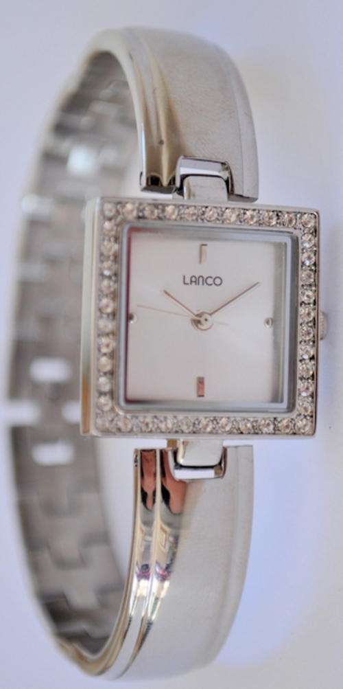 *Brand New* Lanco Ladies Stainless Steel Strap and White Dial with Crystal Bezel 1566504