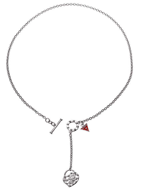 *Brand New* Guess Ladies Silver Chain with Toggle Clasp and Drop Heart  Pendant *Stunning*