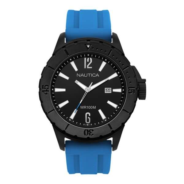 * Brand New* NAUTICA Gents Navy Blue Resin Strap and Black Dial with White Markers A15604G