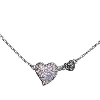 *Brand New* Guess Ladies Silver Necklace with Big & Small Crystal Heart Pendant UBN80122  *Stunning*
