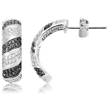 BRAND NEW GENUINE Magnificent Black Diamond Accent Crescent Fashion Earrings