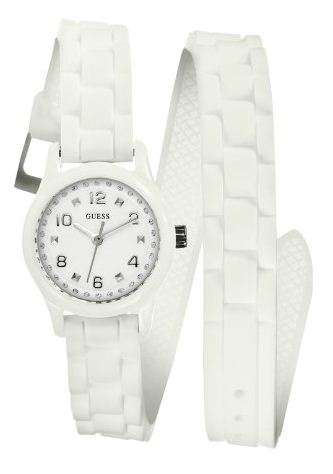 *Brand New*GUESS Ladies White Silicon Wrap Watch with Swarovski elements round dial *Stunning*