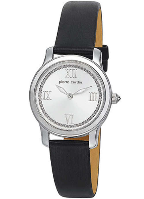 *Brand New* Pierre Cardin Ladies Black  Leather Watch with White Dial and Crystals *Classy Watch*