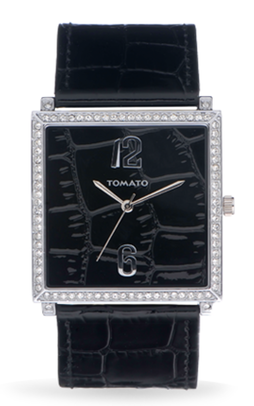 *BRAND NEW* TOMATO Lds Enchanted Black Square Watch with Stones *Two Year Manufacturer's Warranty*