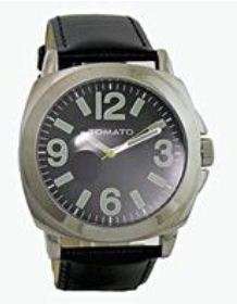 BRAND NEW TOMATO Black  Leather Strap  Bold face Unisex Watch **FUNKY**